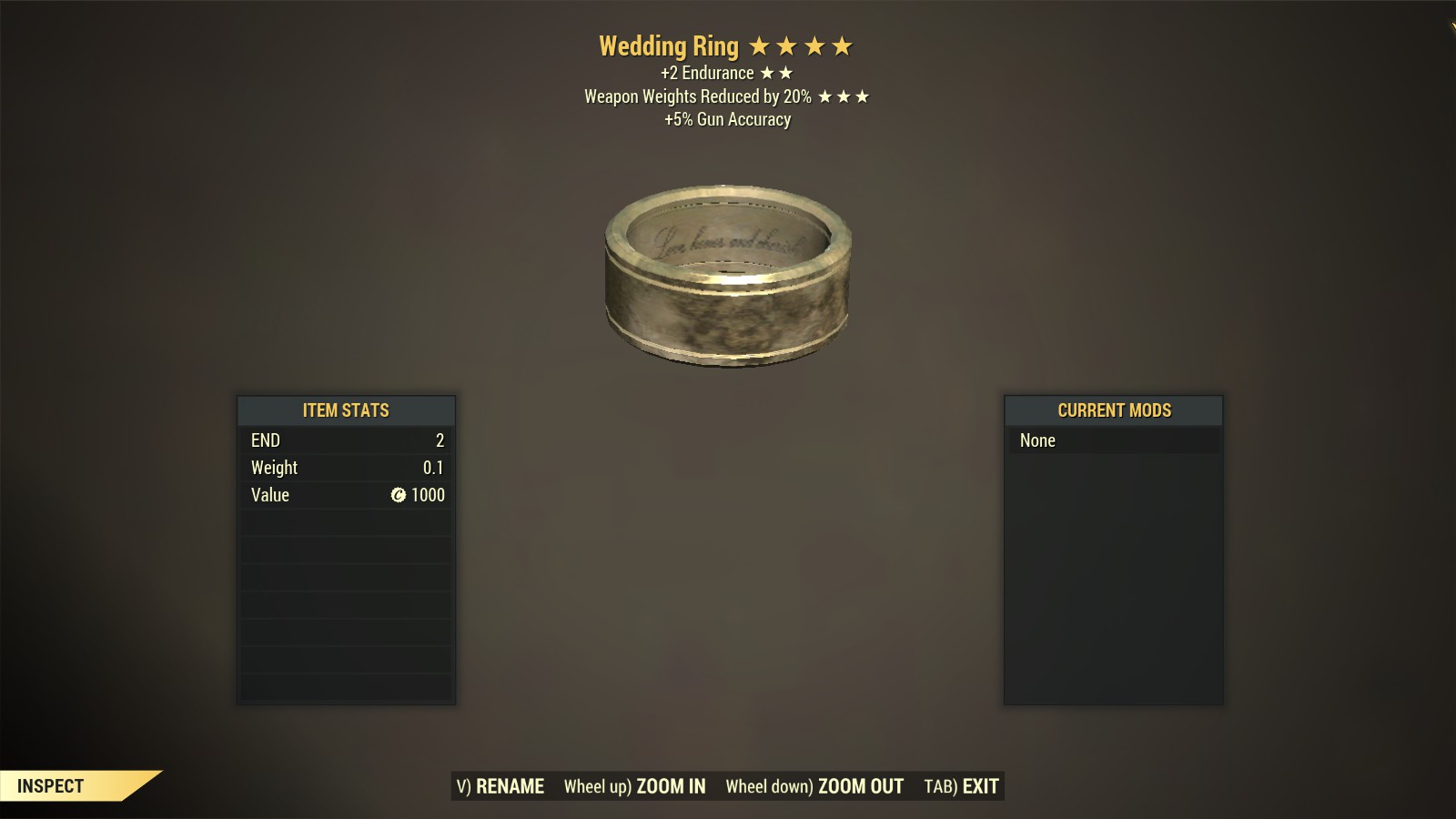 Wedding Ring【+2 Endurance & WWR & Gun Accuracy】